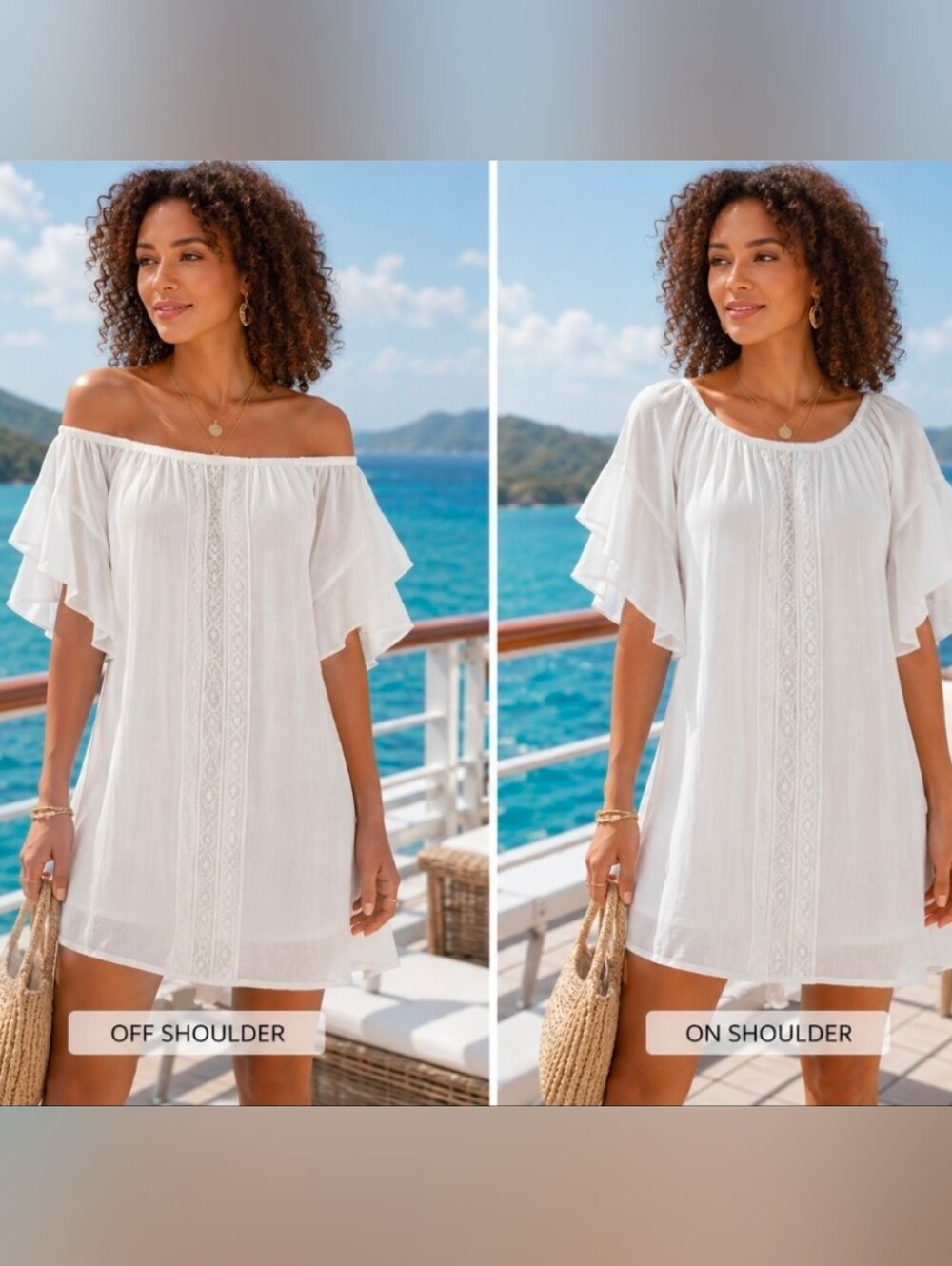 Indigo Rose White Boho Peasant Dress Size L